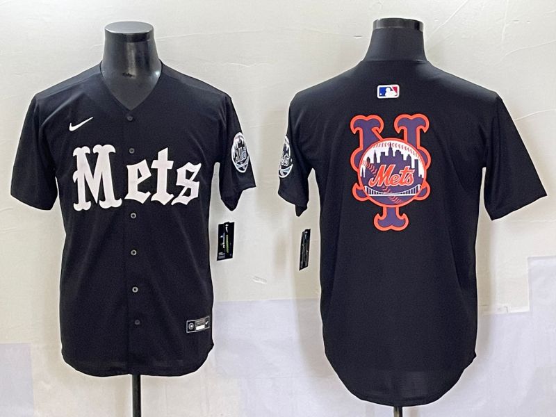 Men 2025 New York Mets Blank Black Five generations Joint Name Nike MLB Jersey style 7->new york mets->MLB Jersey